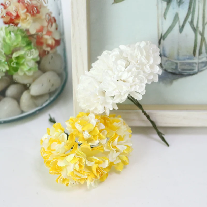 JAROWN Simulation Mini Carnation Paper Flower DIY Wedding Wreath Accessories Material Wedding Candy Box Decoration Fake Flowers (6)