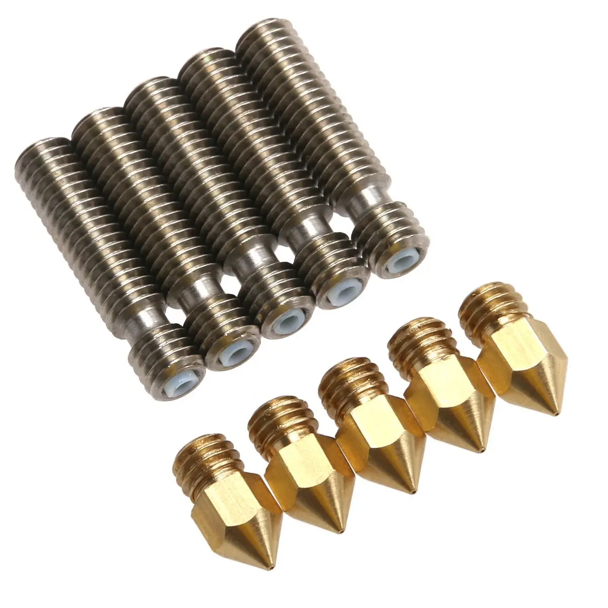 

3D Printer Extruder MK8 Nozzle 0.4mm + Nozzle Throat/Heatbreak for MK8 1.75mm ABS PLA Filament Printer