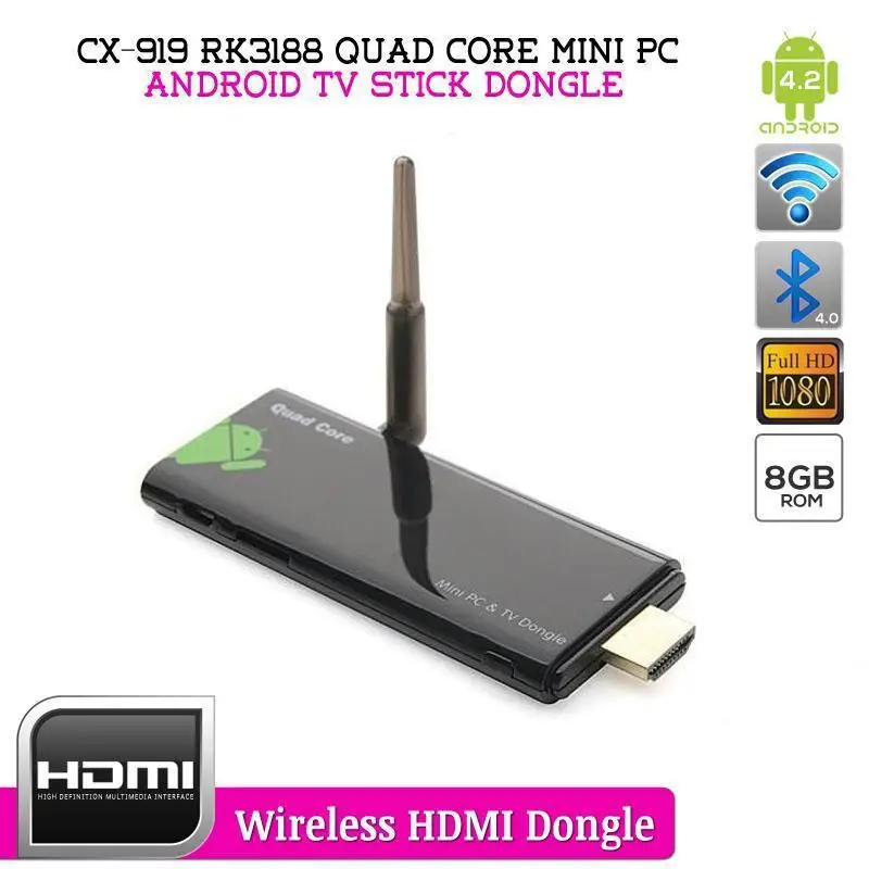 CX 919 RK 3188 ТВ Медиаплеер 2 ГБ/8 ГБ четырехъядерный Мини ПК Android 4 приставка Bluetooth HDMI