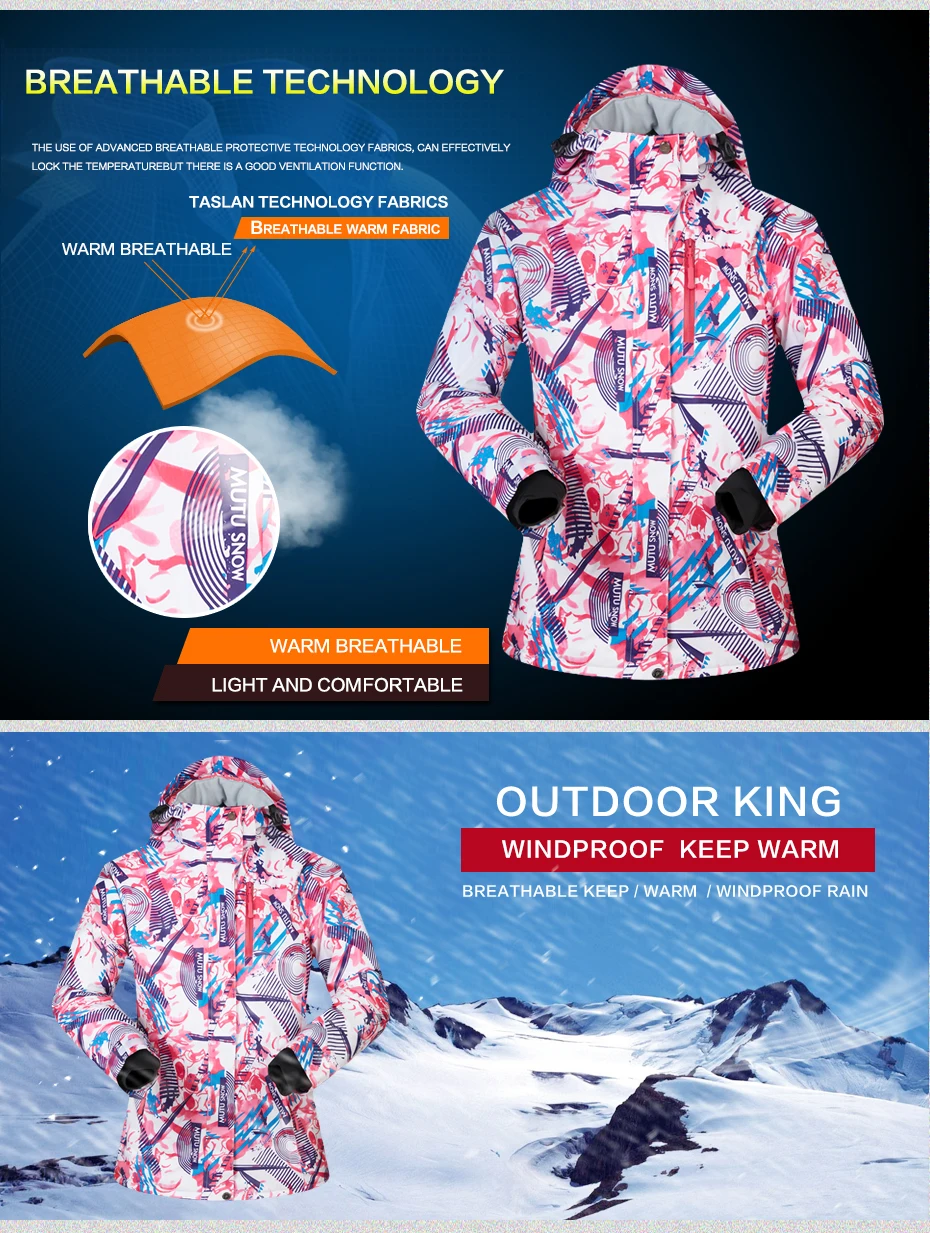 Лыжная куртка женская зимняя Новое поступление водонепроницаемая ветрозащитная зимняя куртка женская теплая куртка для катания на лыжах и сноуборде бренд