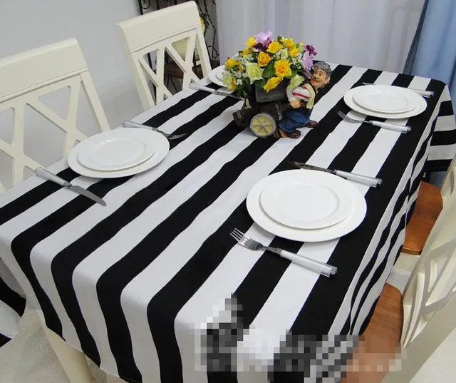 Free Shipping Black And White Striped Tablecloth 100 Canvas Kitchen Free Shipping Black And White Striped Tablecloth 100 Canvas Kitchen Table Cloth Rectangular Diffe Sizes