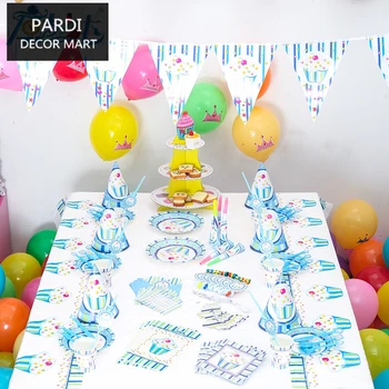 

Birthday Party Kids Boy Ice Cream Party Supplies Disposable Tableware Set Christmas Decorations