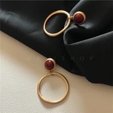 Винтажные Ювелирные изделия Камень круглые гвоздики серьги прелестные девушки Brincos подарки вечерние шоу редкий букле d'oreille корейский Япония orecchini