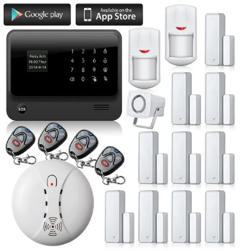 YobangSecurity Smart Home Security Android IOS APP G90B WIFI GSM Alarm with PIR Motion Detector Wireless Smoke Sensor
