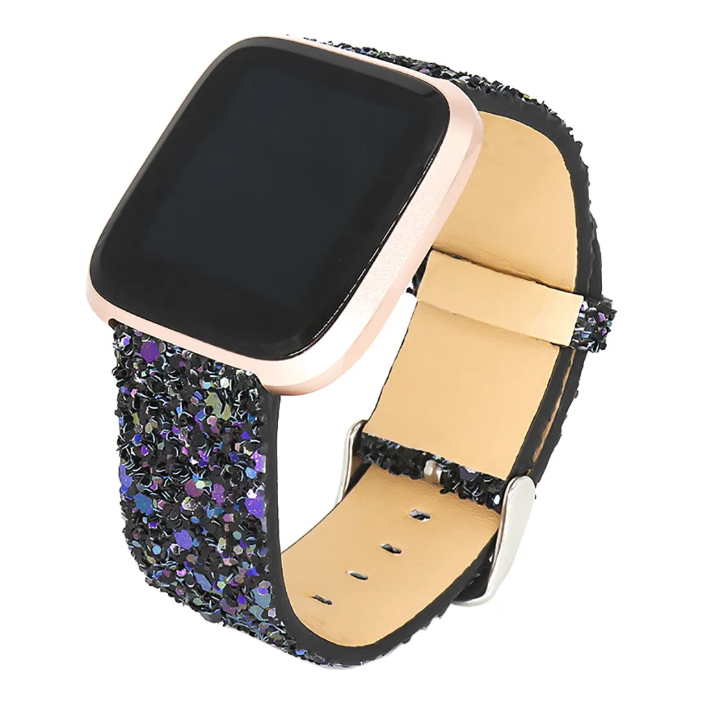 Блестящий кожаный ремешок для часов Fitbit Versa Lite с блестящими звездами, сменный ремешок для умных часов