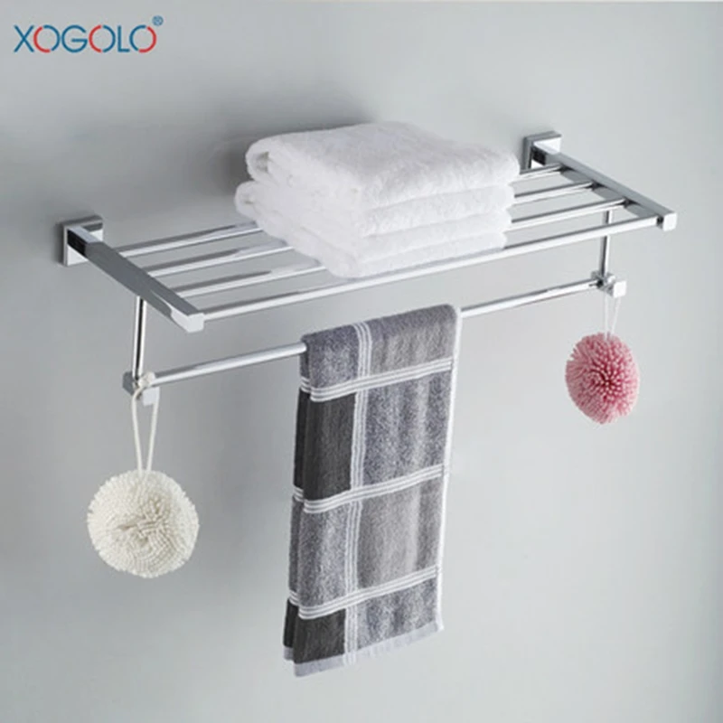 

Xogolo Copper Polished Chrome Brief Style Sturdy Wall Mounted Bathroom Towel Rack Towel Holder Accessories Good Quality