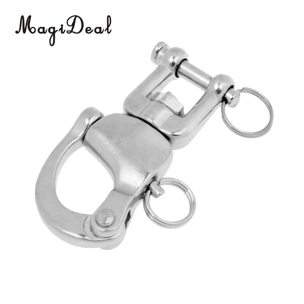 MagiDeal Snap Swivel 304 Stainless Steel Heavy Duty Snap Shackle D Ring Shackle Kayak Marine Boat Hardware 3 Size for Canoe Boat
