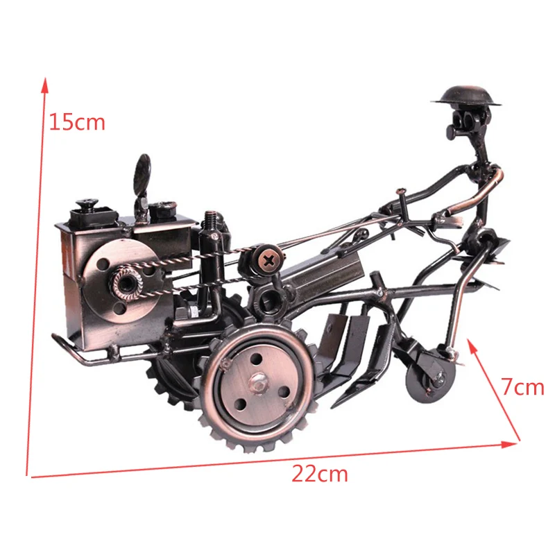 Фермер с трактором, ретро железная скульптура, потрясающая металлическая скульптура ручной работы, украшение для дома и бара, забавное украшение для дома