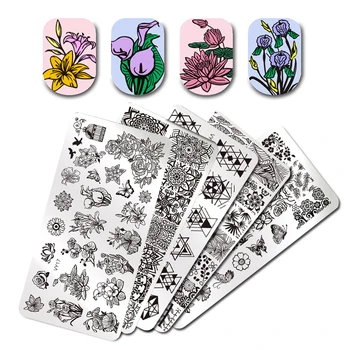 

Pandox Nail Stamping Plates Animal Series Cute Cats Plant Nail Art Stamp Image Template Manicure Stencils Nail Decoration
