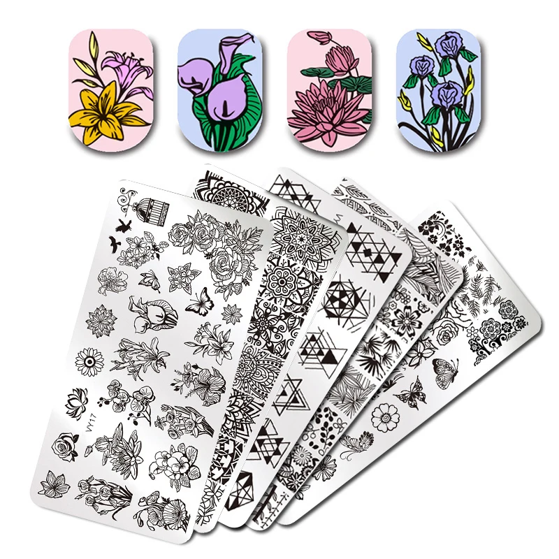 

Pandox Nail Stamping Plates Animal Series Cute Cats Plant Nail Art Stamp Image Template Manicure Stencils Nail Decoration