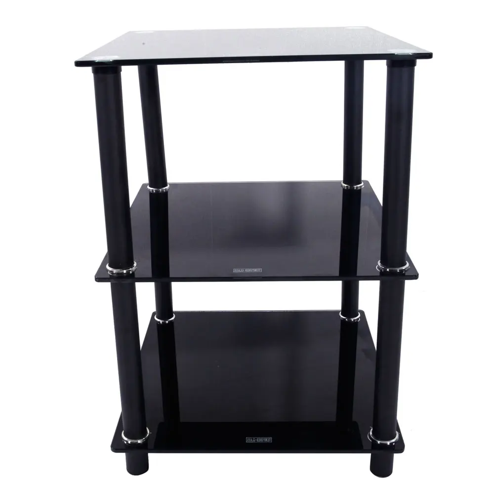 3 Tiers Tempered Glass Side Table Rectangle End Table Black Dropshipping