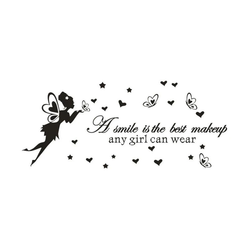 2018 New Creative  A Smile Is The best Makeup Any Girl Can Wear PVC Wall Sticker Home  Non-toxic Removable Wall Stickers C0331#004