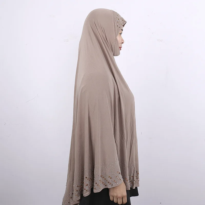 Качество простой мусульманский для женщин химар с бриллиантами исламский, арабский мягкие дышащие Niqab молитва хиджаб кепки исламская