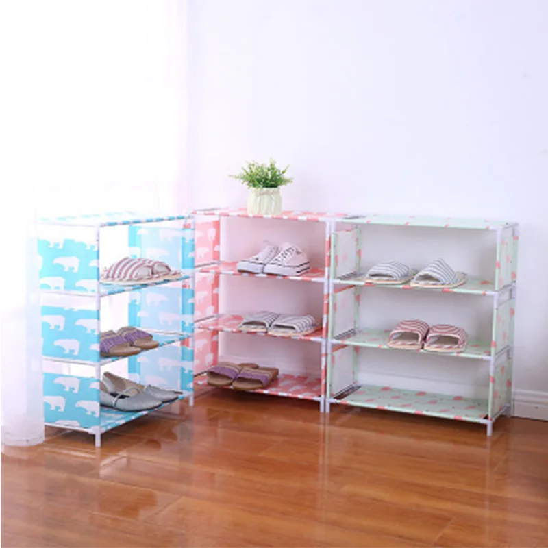 4 Tiers Non-woven Fabric Storage Shoe Rack Hallway Cabinet Organizer Holder Door Shoe Storage Cabinet Shelf DIY Home Furnit