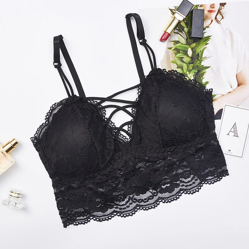 

Women's Lace Floral Underwear Bra Sexy Lady Bra Padded Bralette Front Cross None Closure Intimates