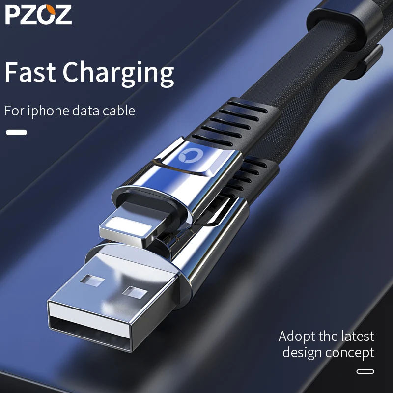 PZOZ ل iphone Xs ماكس كابل شحن Usb الزنك سبيكة معدنية سريع شاحن آيفون X 8 7 6 s 6 s 5 s قصيرة الحبل الهاتف المحمول كابل