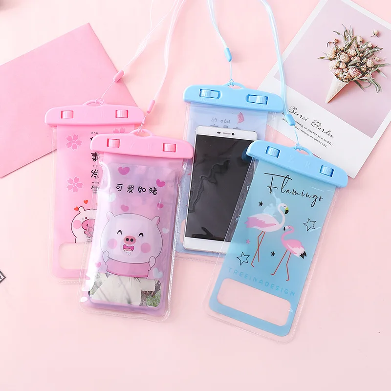 

New waterproof swimming bag fingerprint unlock cartoon floating air mobile phone bag outdoor diving beach water bag toy