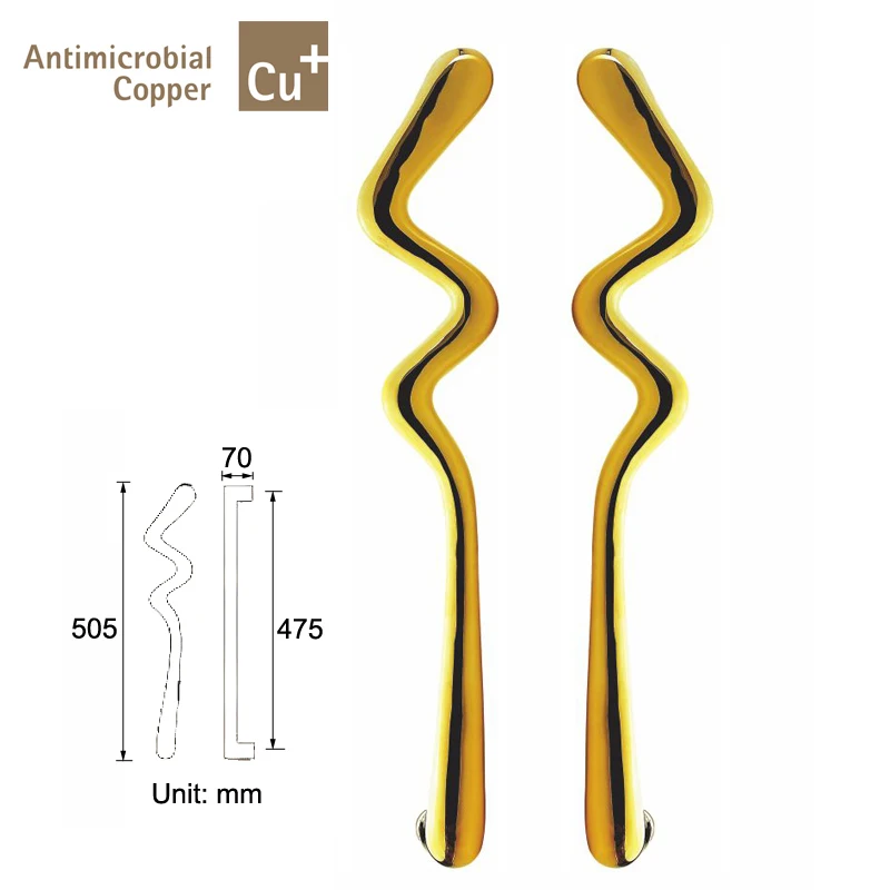 Европейский стиль входная дверная ручка твердая Антимикробная Медь Cu+ вытяжные ручки PA-308-L505mm для деревянных/каркасных/стеклянных дверей