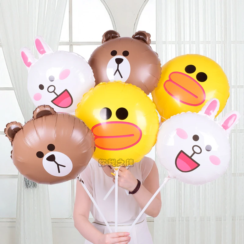 

To push the small gift holding a balloon stick cartoon toys for children with pole balloon blow bar aluminum film bag mail