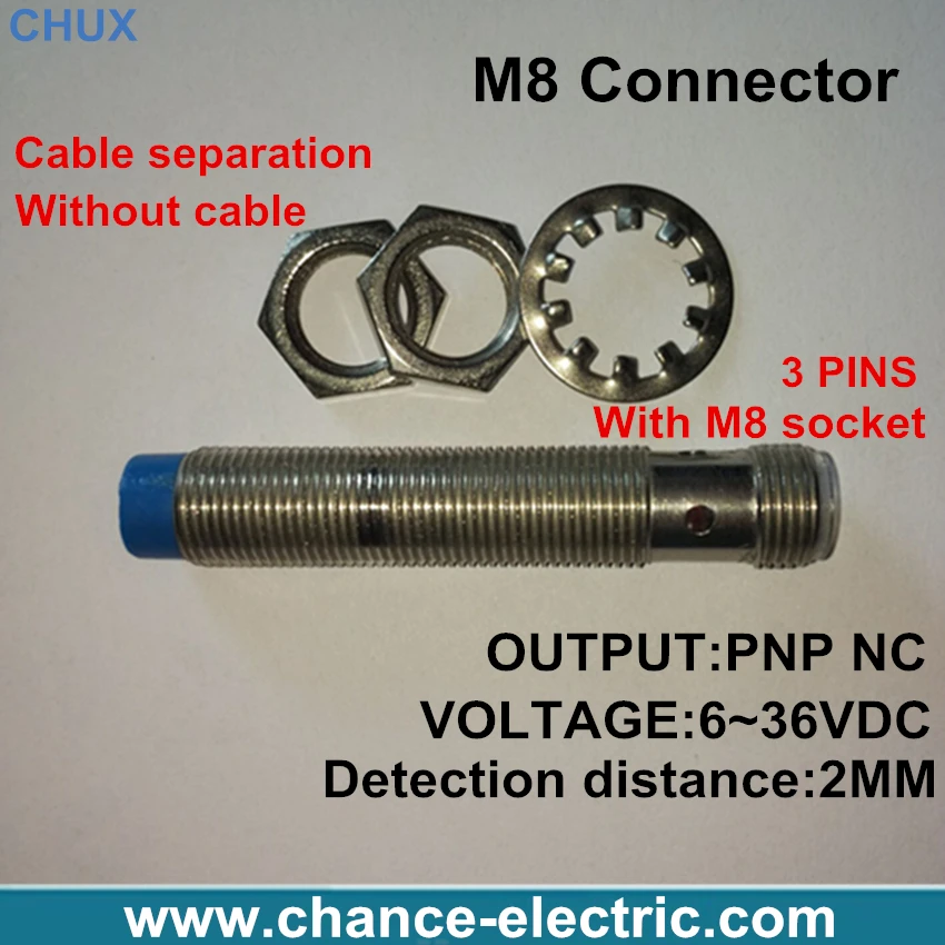 

M8 HALF SETS proximity sensor switch PNP NC 3PINS detect distance 2MM without cable ( IM8-2-DPB- HALF SETS )Sensor connector