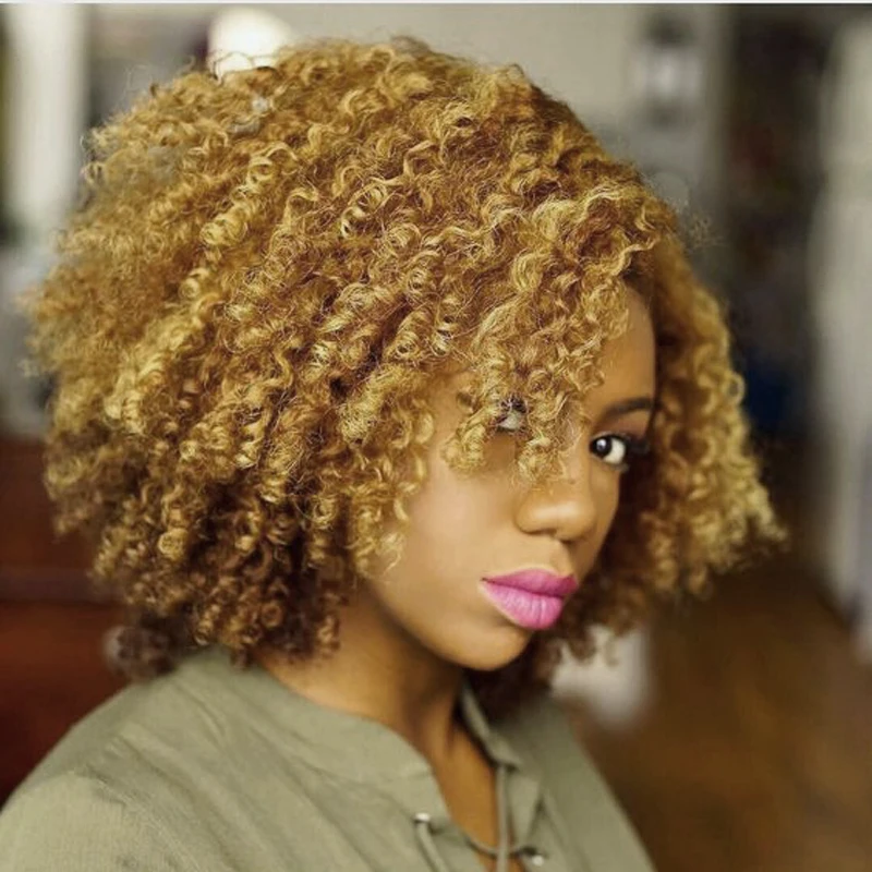 

Medium Length Afro Kinky Curly Synthetic Lace Front Wig Full Density Heat Resistant Fiber Hair Curly Wigs Kyliejenner Hair Style
