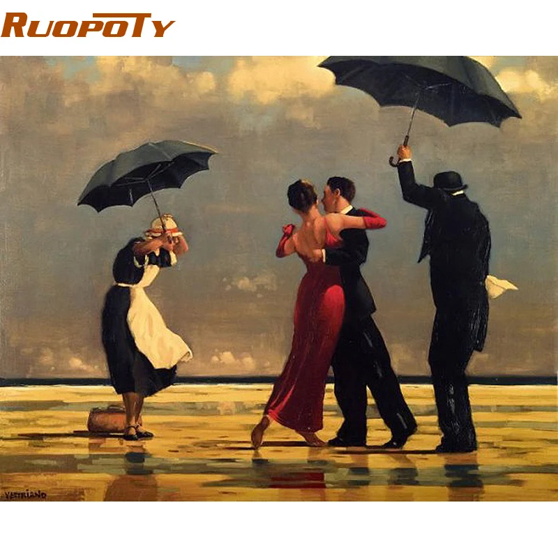 

RUOPOTY Frame Tango Diy Painting By Numbers Europe Hand Painted Oil Painting On Canvas Wall Art Picture For Room Decoration