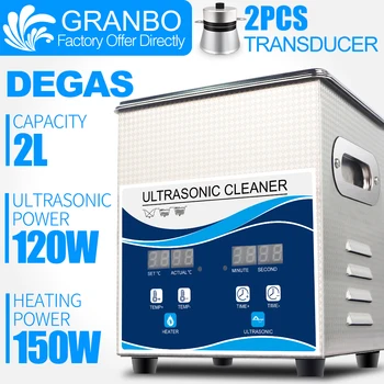 Granbo Digital 2L 120W Ultrasonic Cleaner with DEGAS Heating Bath For Dental Watches Glasses Coins Tool Part Remove carbon digital ultrasonic cleaner with baskets jewelry watches dental 2l 60w 40khz heating and timer