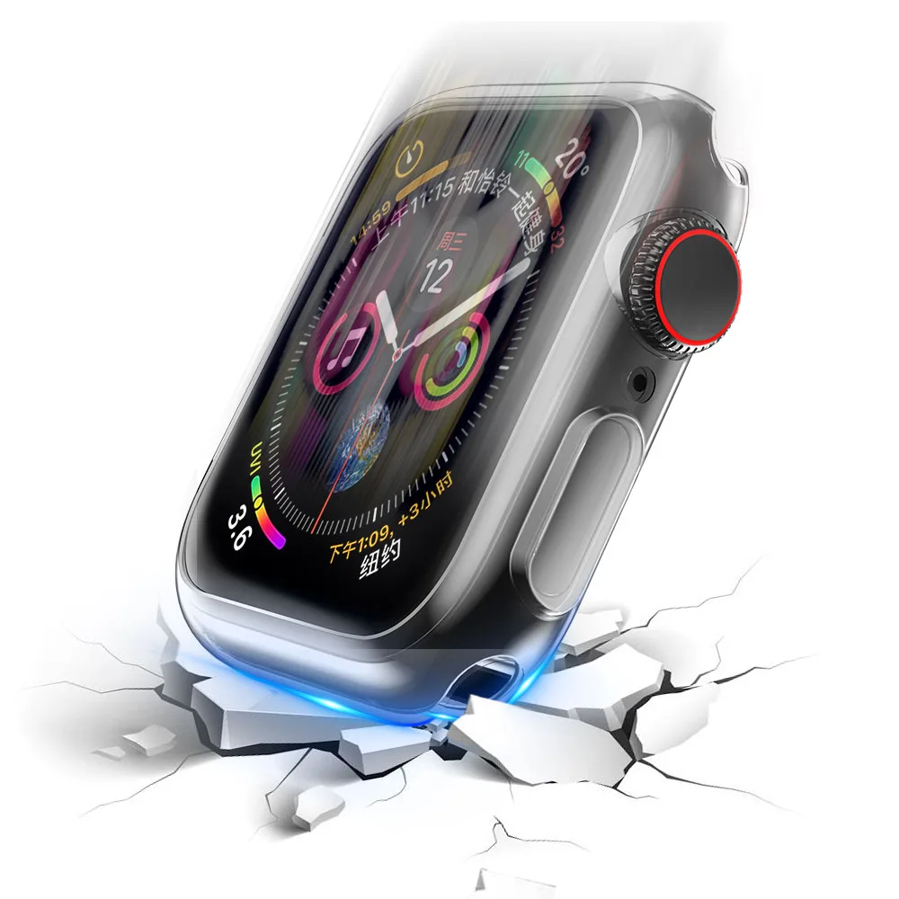 Аксессуары для часов Apple Watch Series 4 Case iWatch 44 мм 40 мм TPU прозрачный Ультратонкий силиконовый чехол для часов