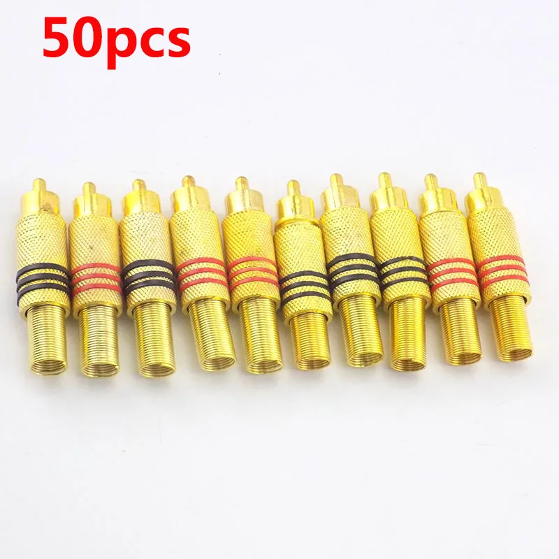 

50pcs Gold RCA Male Connector for Audio Locking Cable Plug Surveillance Adapter Video IP Camera CCTV Camera Security System