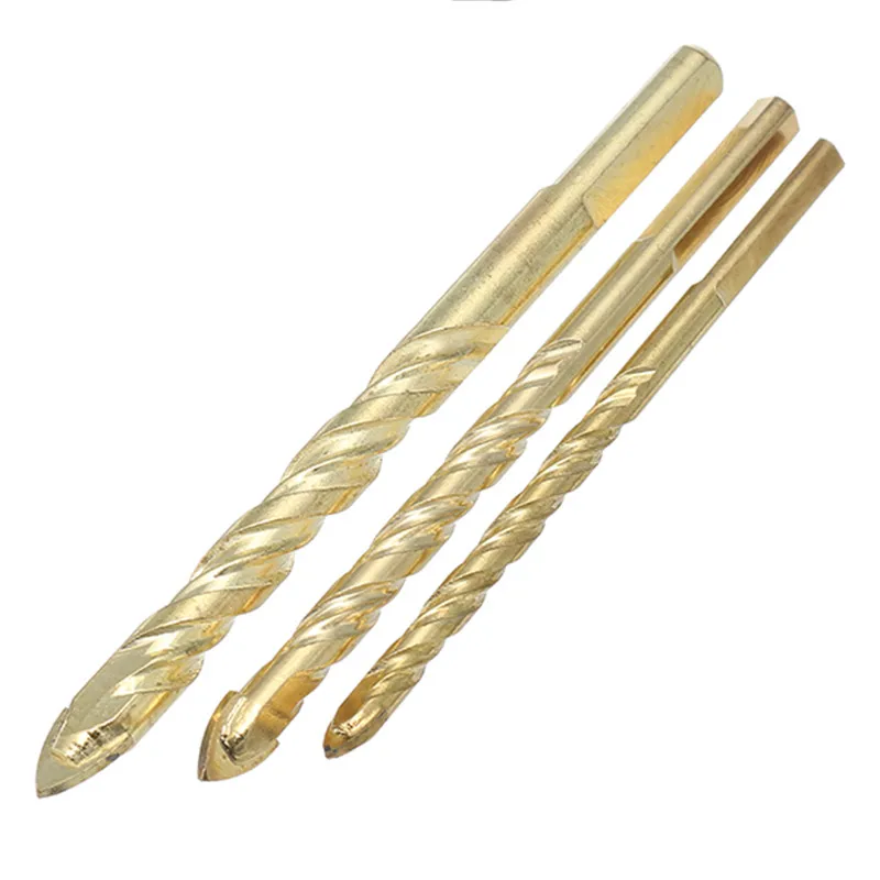 DANIU 6/8/10mm Yellow Triangle Twist Drill Bit Marble Ceramic Glass