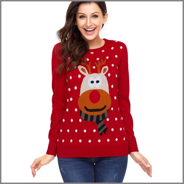 red ugly christmas sweater women with deer knitted jumper christmas pullover sweater reno navidad jersey ladies - Red Ugly Christmas Sweater red ugly christmas sweater women with deer knitted jumper christmas pullover sweater reno navidad jersey ladies - Red Ugly Christmas Sweater