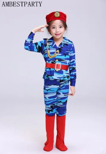 

Masquerade dress Children Camouflage Cosplay Performances Costume Boys Girls Military Uniform Seaman Dance Clothing AMBESTPARTY