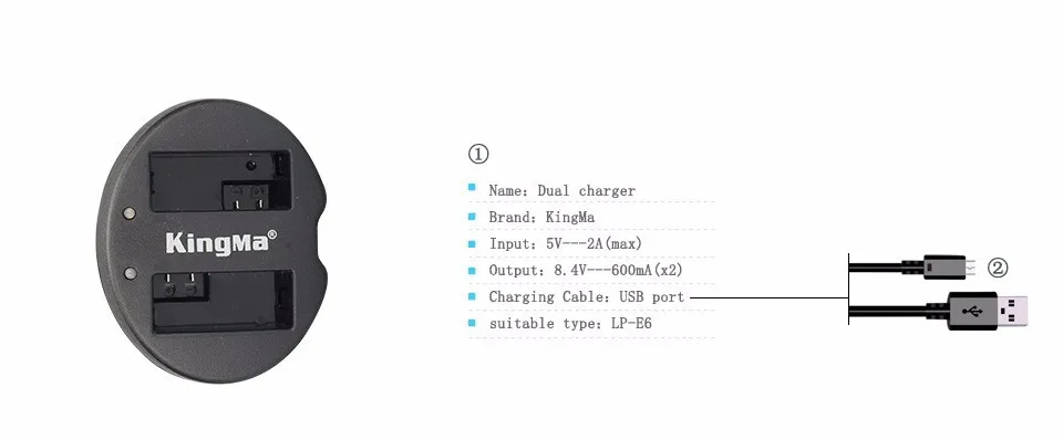 KingMa для Canon LP E8 Батарея двойной(двойной) Зарядное устройство для EOS 550D, 600D 650D 700D поцелуй X4 X5 X6i X7i Rebel T2i T3i T4i T5i