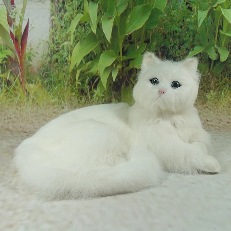 Modelo de Simulação Peles de Gato Cerca de 16x30x21 Branco Brinquedo Gato Deitado Polietileno & Bonito cm 2020