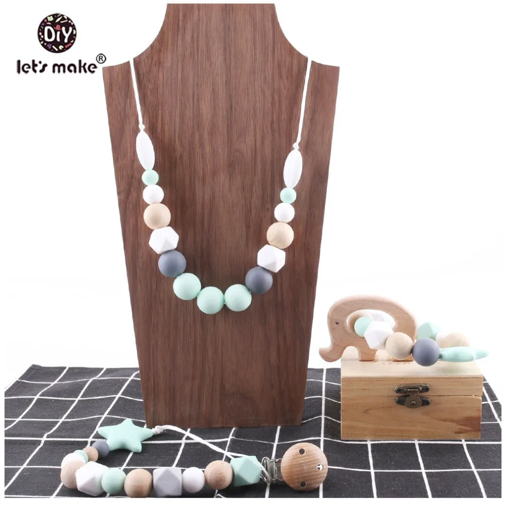 

Let's Make Baby Teether 1Set/3pc Elephant Wood Ring Beads Food Grade Wooden Teether Teething Toys Nurse New Year Gift For Baby