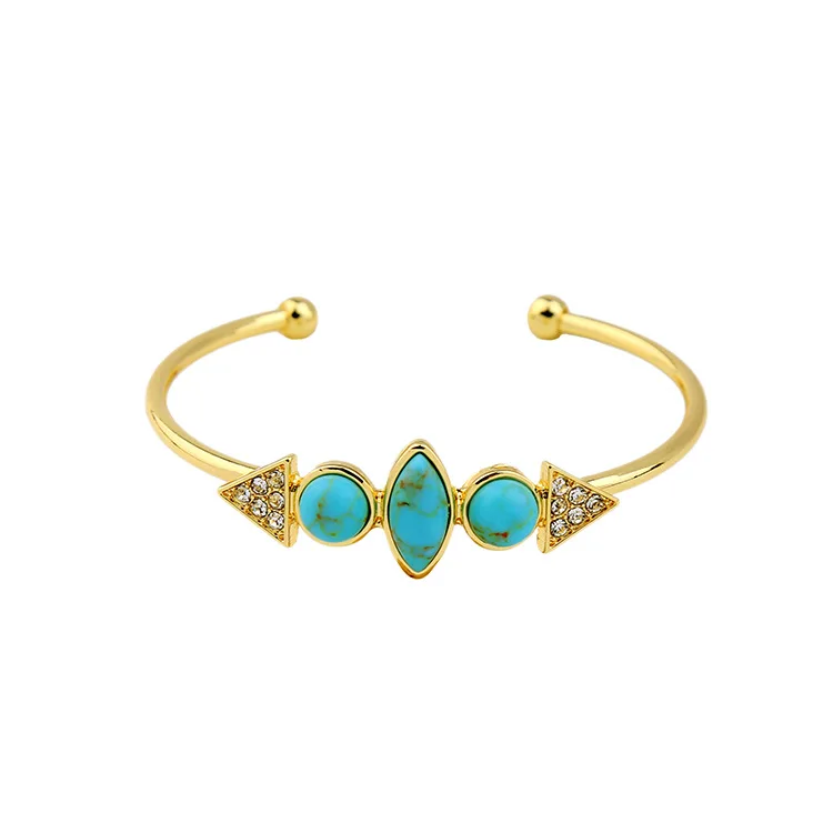 

Fashion Cuff Bangle Jewelry New Design Brand Geometric Turquoise Bracelet For Women Girls Wholesale B0594