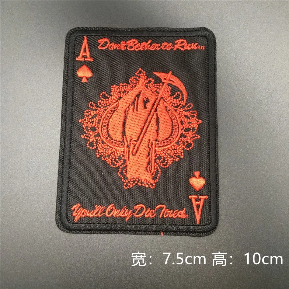 Карты смерти покер Ace of Spades нашивки вышивка тактическая нашивка для одежды сумка панк военные нашивки значки