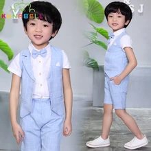 New Summer Bébé Garçons Vêtements Ensembles 3 Pcs Chemise Gilet Pantalon À Carreaux Gentleman Mode Enfants Tenues Enfants Costumes Vêtements B029