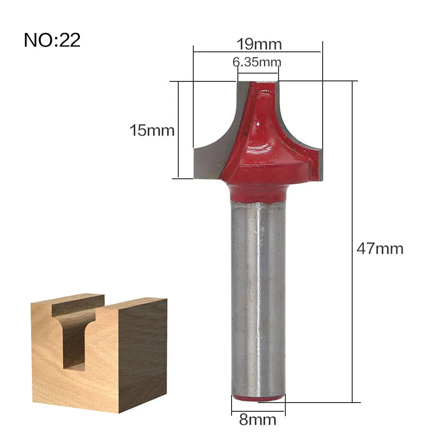 1 шт. 8 мм хвостовик древесины фрезы прямой концевой фрезы триммер очистки заподлицо отделка угловая круглая бухта коробка биты инструменты фрезерные Cutte - Длина режущей кромки: NO22