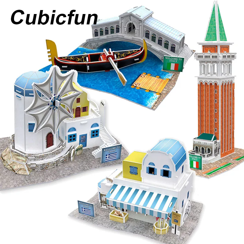 

Cubicfun 3D Assembly House Puzzle Toy Cardboard Architecture Model Ancient Building China France Italy Japan Toys For Kids