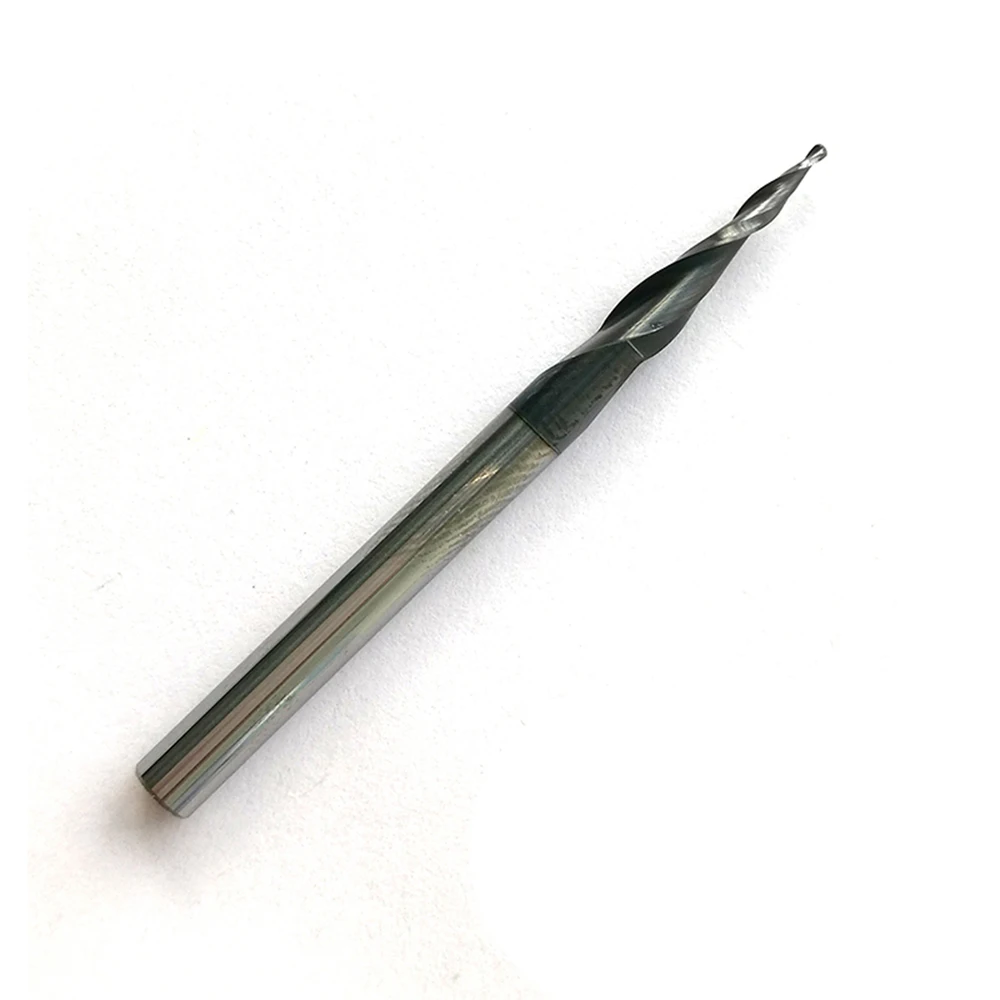 

free shipping 2PCS D4*15*50L*2F HRC55 Tungsten solid carbide Coated Tapered Ball Nose End Mills taper and cone end mills