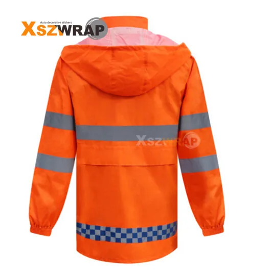 Одежда безопасности на открытом воздухе высокая видимость Светоотражающая куртка водонепроницаемый плащ оранжевый мотоциклетный плащ