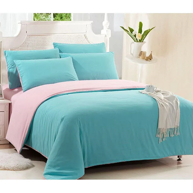 Double Solid Color Plain Pure Turquoise Pink Patchwork Cotton