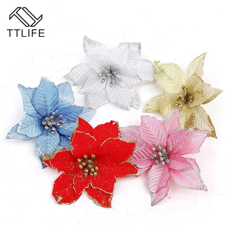 

TTLIFE 1pc Fake Artificial Flowers Christmas Decorations for Home Christmas Tree Ornaments Xmas Tree New Year Decor Navidad 2019