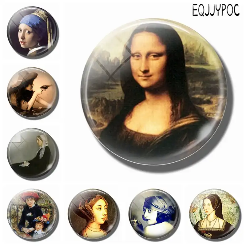 Мона Лиза 30 мм стеклянный магнит на холодильник Леонардо да Винчи Art магнитная наклейка на холодильник Для женщин в известной картины для де...