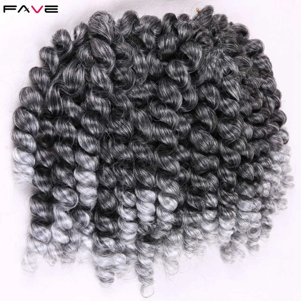 

FAVE Ombre Gray Jumpy Wand Curl Crochet Braids 20 Roots Jamaican Bounce Synthetic Crochet Brading Hair Extension For Black Women
