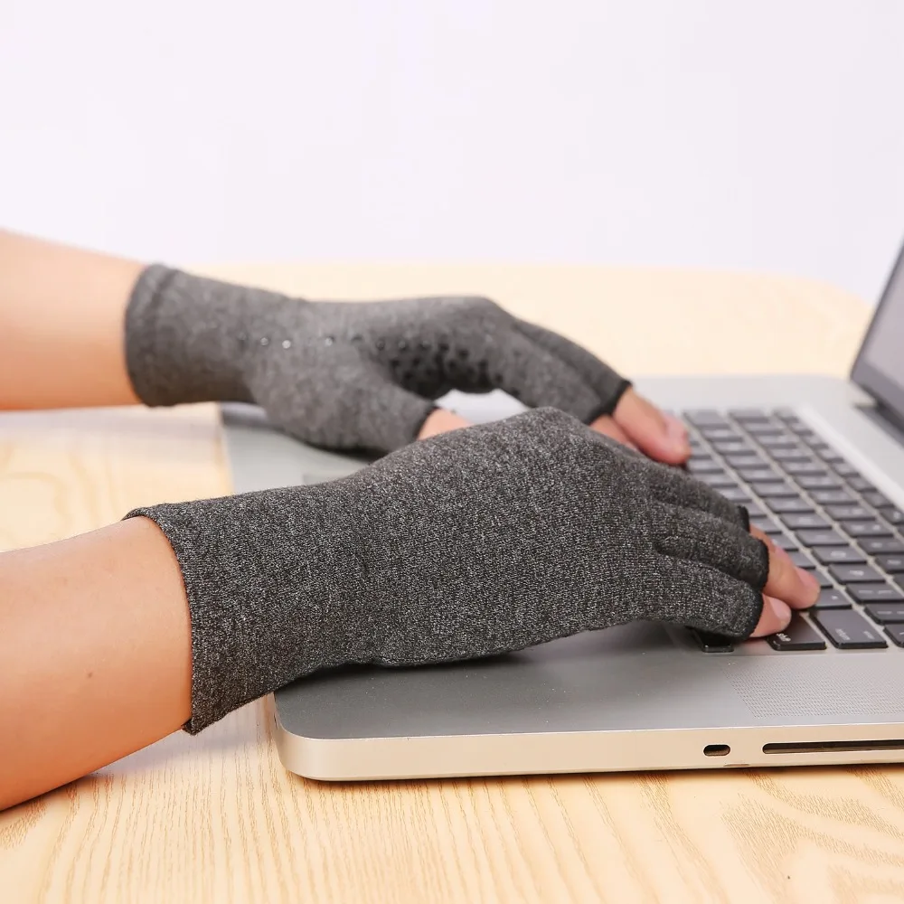 Arhtitis Gloves Men Women Therapy Compression Gloves Hand Arthritis Joint Pain Relief Health Care Half-finger Silicone