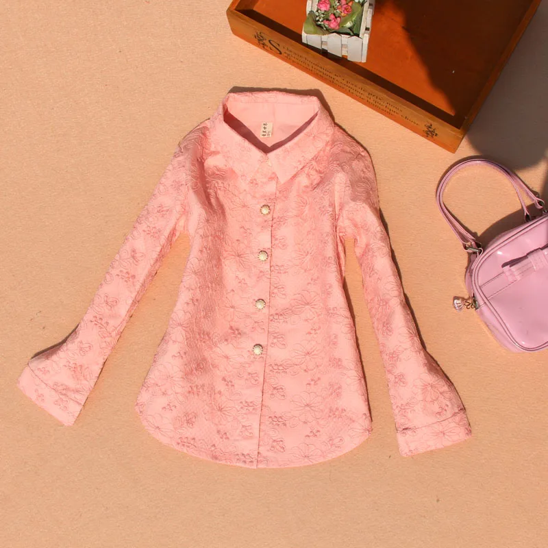 Детская одежда г. Осенняя Блузка для девочек Одежда для детей школьная блузка для девочек модная кружевная Детская рубашка одежда для девочек blusa От 2 до 16 лет