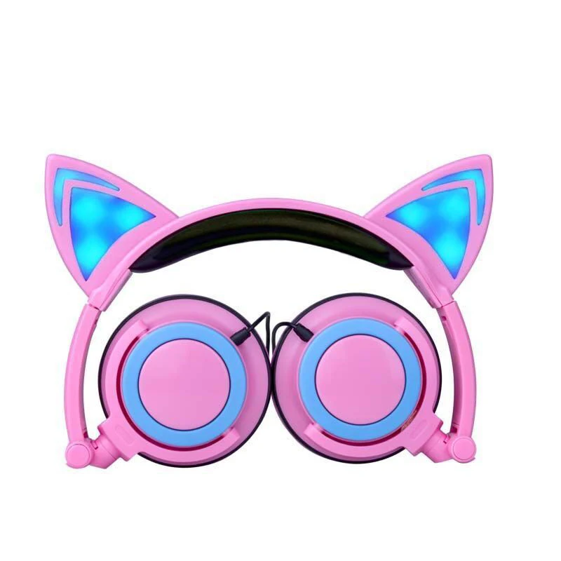 

Foldable Flashing Glowing cat ear headphones Gaming Headset Earphone with LED light For PC Laptop Computer Mobile Phone MP4 MP5