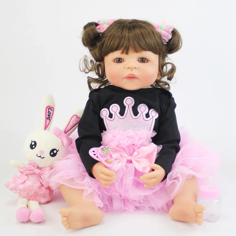 55 см полностью силиконовая кукла-Реборн, игрушка виниловая для новорожденного, принцесса, малыш, живые дети, Bebe, девочка, мода, подарок на день рождения